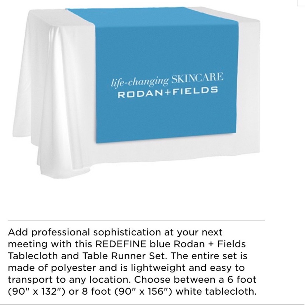 Brand new, unopened Rodan + Fields table cloth
